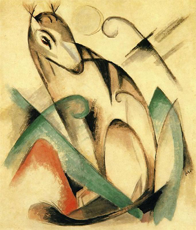 Sitzendes Fabeltier Franz Marc